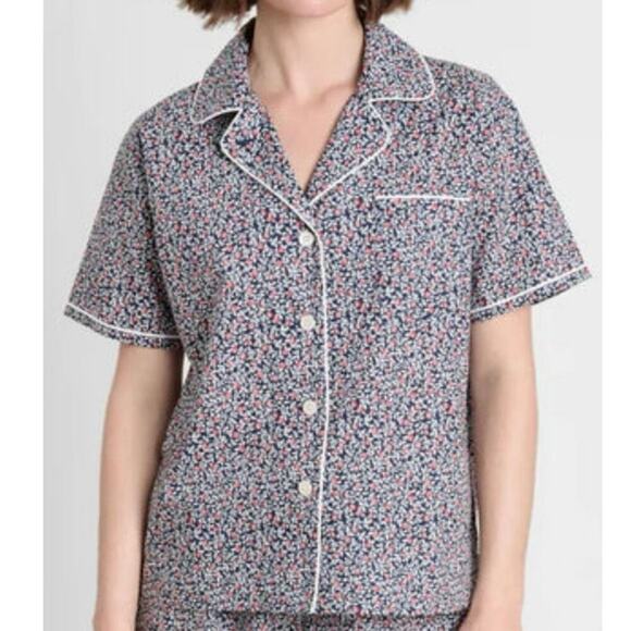 SLEEPY JONES Corita Navy Roses Pajama Top Shirt Floral - Sz Medium - Picture 1 of 6